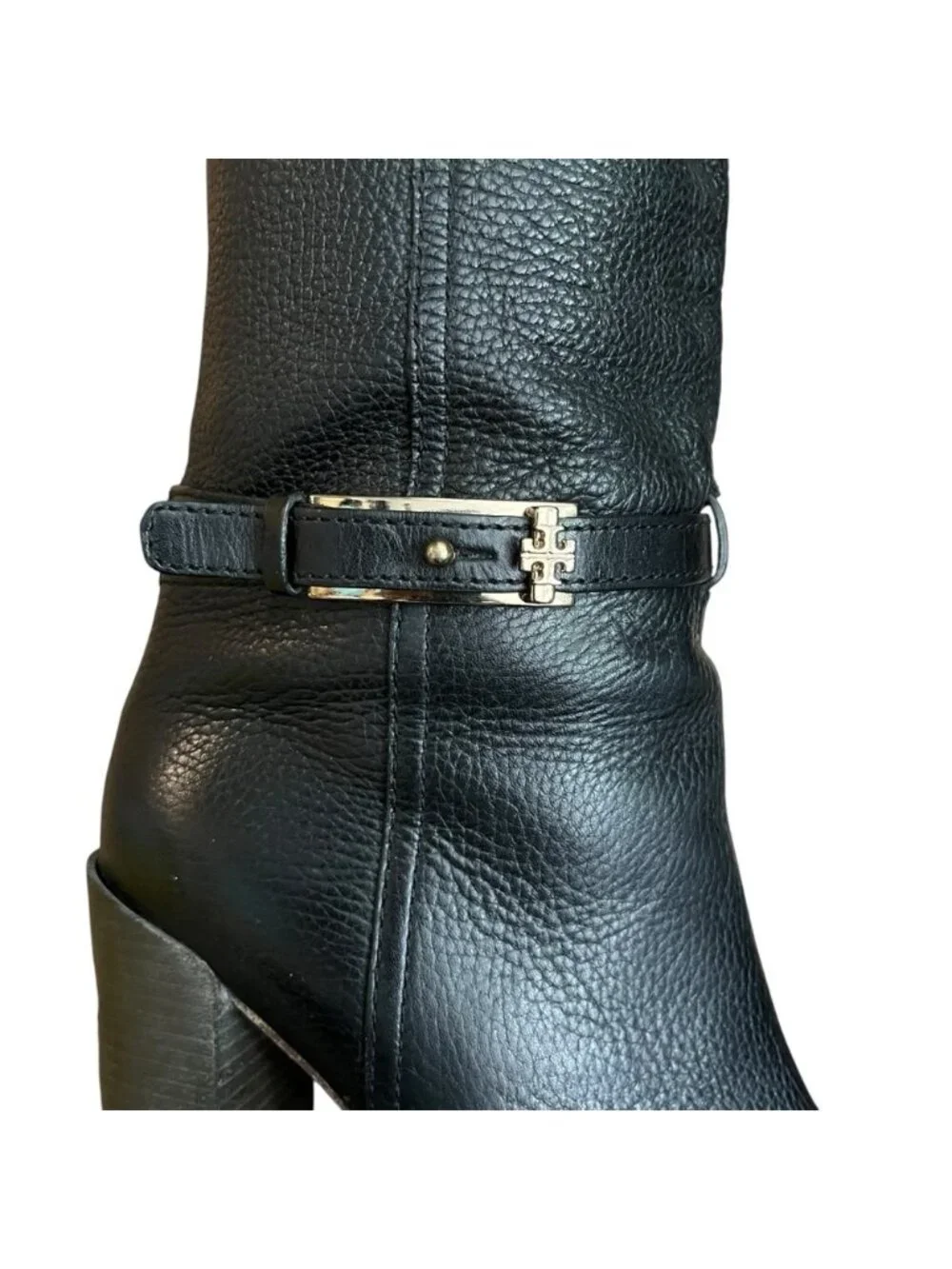 Tory Burch Jenna Black Leather Tall Heeled Boots Women's 9.5